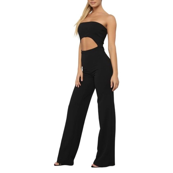 Fashion Nova Pants - Fashion Nova Go to Cut Out Jumpsuit Black Strapless Front Cut Out